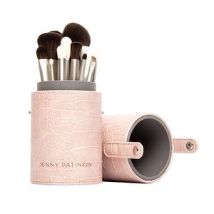 Jenny Patinkin: Faux Croc Makeup Brush Case in Matte Pink (8cm x 20cm)